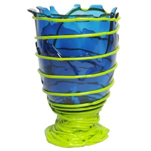 Pompitu II Vase - Clear Blue, Matt Lime