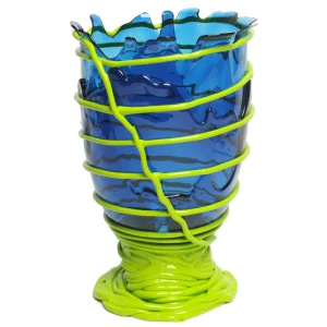 Pompitu II Vase - Clear Blue, Matt Lime