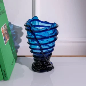 Pompitu II Vase - Clear Blue, Dark Blue