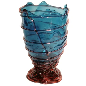 Pompitu II Vase - Clear Emerald And Clear Rose Pink