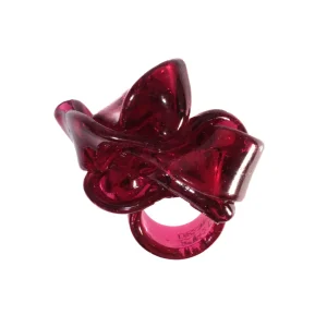 Ribbon Ring - Clear Fuchsia 3