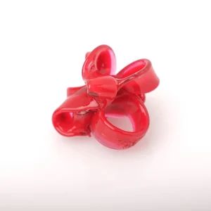 Ribbon Ring - Matt Coral, Clear Pink