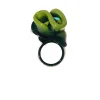 Ribbon Ring - Matt Green And Clear Blue