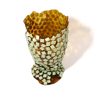Rock Vase - Clear Amber, Mint