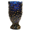 Rock Vase - Clear Blue And Gold