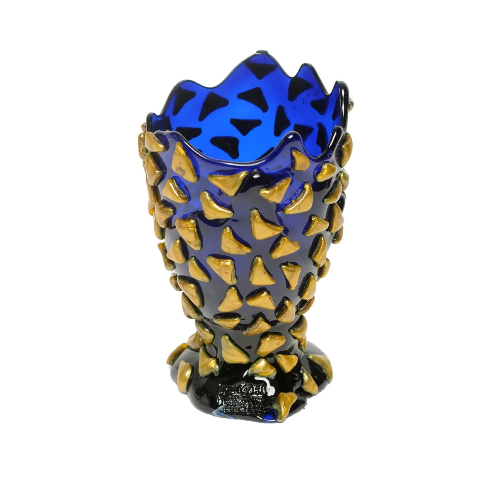 rock_vase__clear_blue_and_10.webp Rock Vase - Clear Blue And Gold