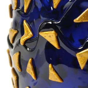 Rock Vase - Clear Blue And Gold
