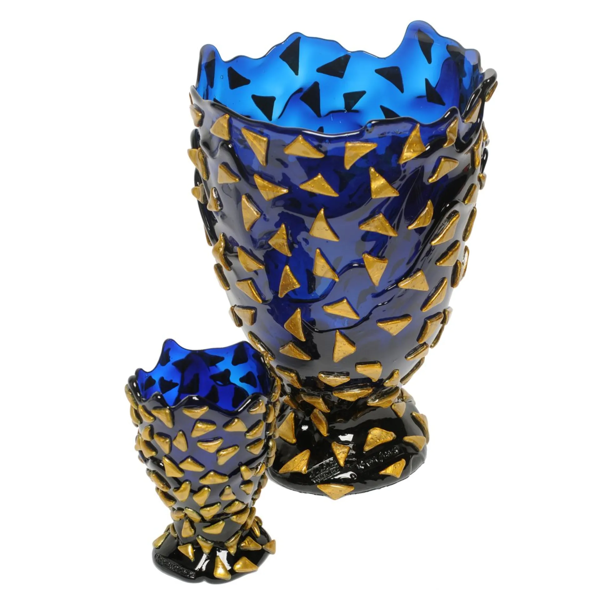 rock_vase__clear_blue_and_7.webp Rock Vase - Clear Blue And Gold