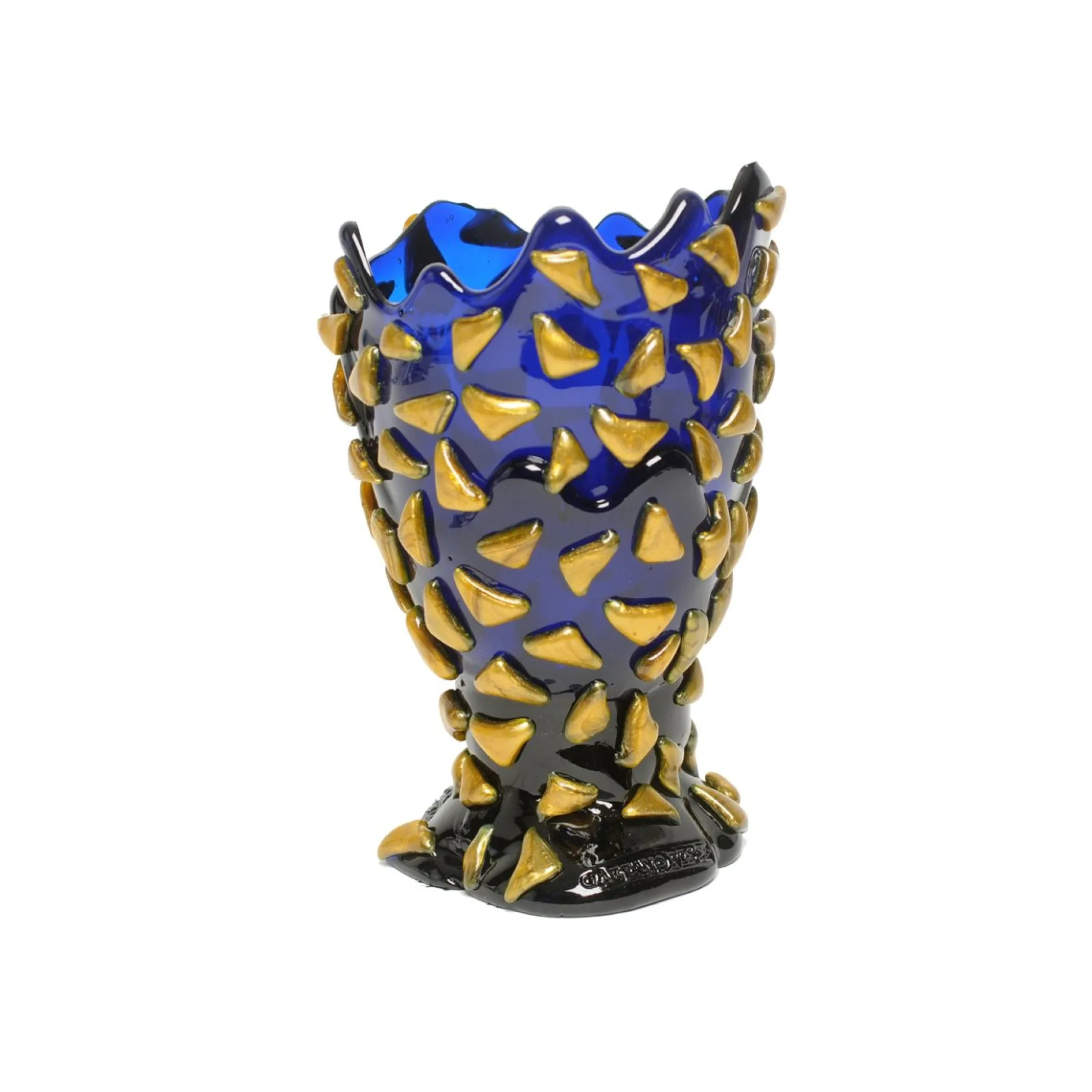 rock_vase__clear_blue_and_8.webp Rock Vase - Clear Blue And Gold