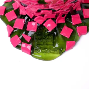 Rock Vase - Clear Bottle Green, Fuchsia