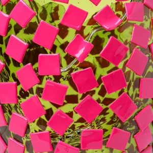 Rock Vase - Clear Bottle Green, Fuchsia