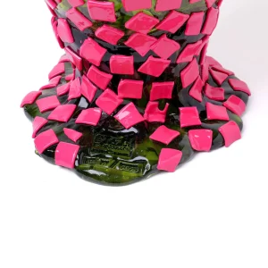 Rock Vase - Clear Bottle Green, Fuchsia