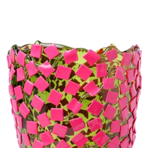 Rock Vase - Clear Bottle Green, Fuchsia