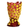 Rock Vase - Clear Light Fuchsia And Matt Lemon