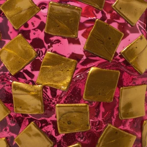 Rock Vase - Clear Light Fuchsia And Gold