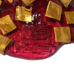 Rock Vase - Clear Light Fuchsia And Gold