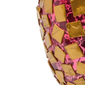 Rock Vase - Clear Light Fuchsia And Gold