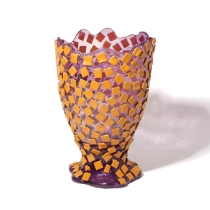Rock Vase - Clear Lilac And Matt Ochre