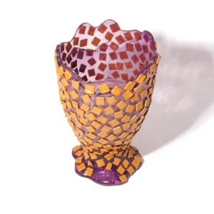Rock Vase - Clear Lilac And Matt Ochre