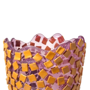 Rock Vase - Clear Lilac And Matt Ochre
