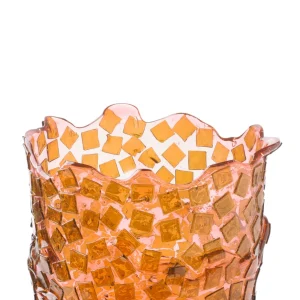 Rock Vase - Clear Pink And Clear Brown