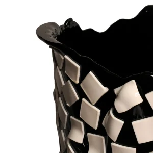 Rock Vase - Matt Black, White