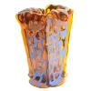 Sagarana Vase - Clear Orange, Blue Leather