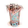 Sagarana Vase - Clear Pink, Turquoise Leather