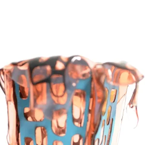 Sagarana Vase - Clear Pink, Turquoise Leather