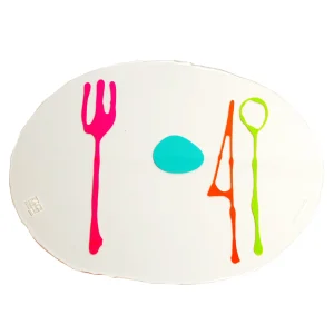 Set of 4 Table-Mates, Placemats - Clear, Matt Lime, Fuchsia, Turquoise, Orange