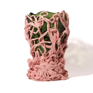 Spaghetti Special Vase - Clear Bottle Green, Salmon