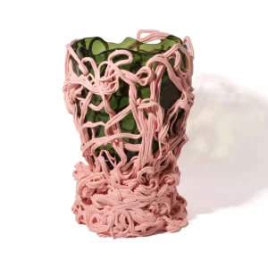 Spaghetti Special Vase - Clear Bottle Green, Salmon