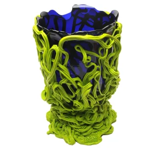 Spaghetti Special Vase - Clear Blue And Matt Lime