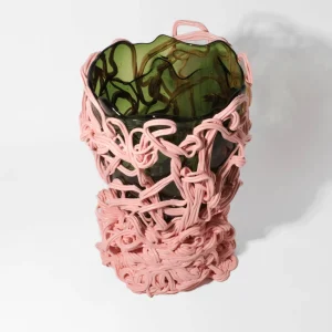 Spaghetti Special Vase - Clear Bottle Green, Salmon