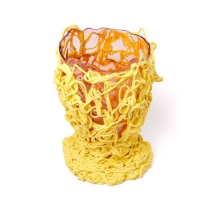 Spaghetti Special Vase - Clear Antique Pink, Pastel Yellow