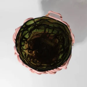 Spaghetti Special Vase - Clear Bottle Green, Salmon