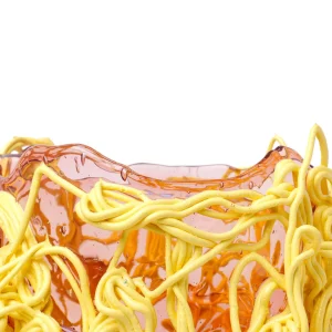 Spaghetti Special Vase - Clear Antique Pink, Pastel Yellow