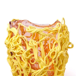 Spaghetti Special Vase - Clear Antique Pink, Pastel Yellow
