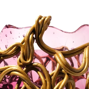 Spaghetti Special Vase - Clear Light Fuchsia And Gold