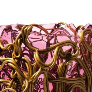 Spaghetti Special Vase - Clear Light Fuchsia And Gold