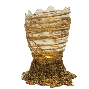 Spaghetti Vase - Clear And Gold
