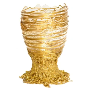 Spaghetti Vase - Clear And Gold