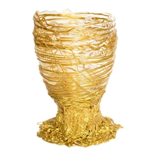 Spaghetti Vase - Clear And Gold