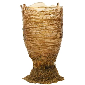 Spaghetti Vase - Clear And Gold