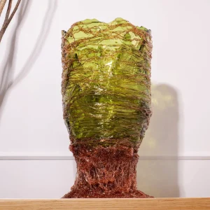 Spaghetti Vase - Clear Bottle Green, Antique Pink