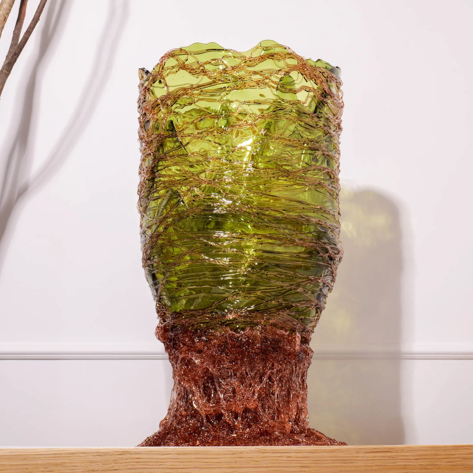 spaghetti_vase__clear_bot_7.webp Spaghetti Vase - Clear Bottle Green, Antique Pink