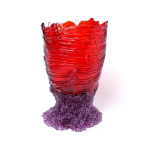 Spaghetti Vase - Clear Dark Ruby, Lilac
