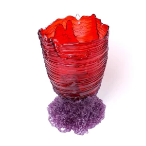 Spaghetti Vase - Clear Dark Ruby, Lilac