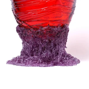 Spaghetti Vase - Clear Dark Ruby, Lilac