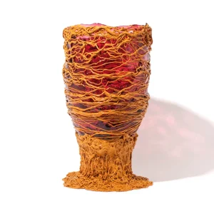Spaghetti Vase - Clear Fuchsia And Matt Ochre